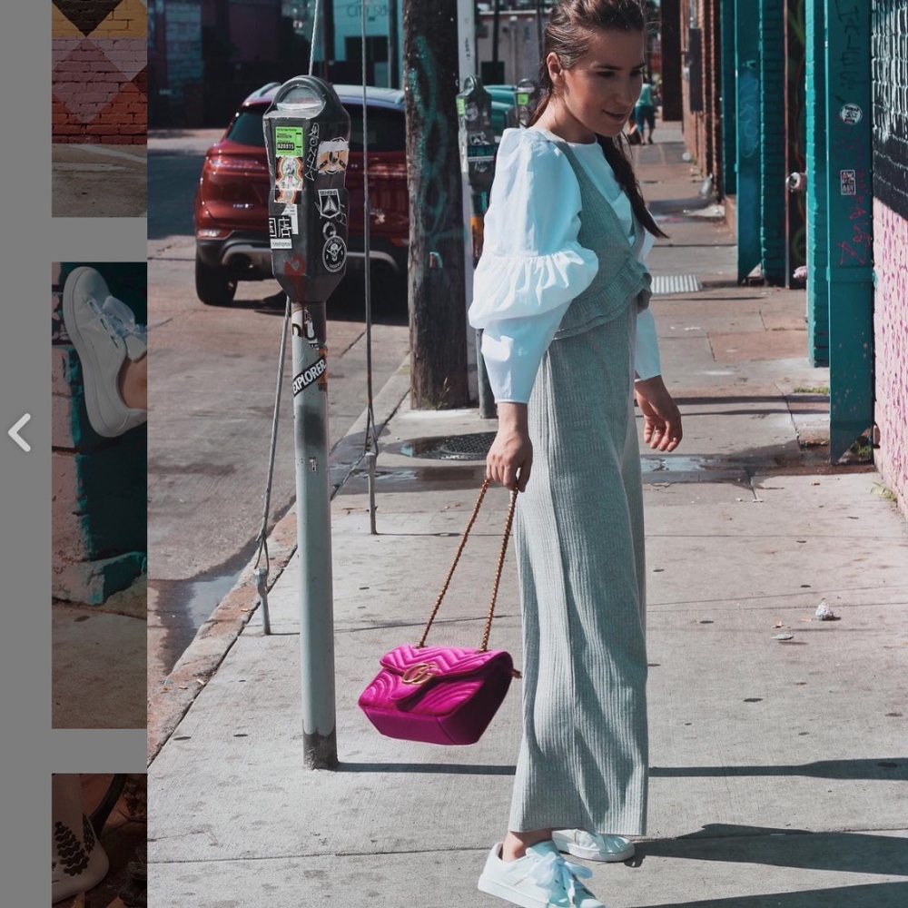 Zara gray ribbed knitted crop v neck jumpsuit - Picture 2 of 4